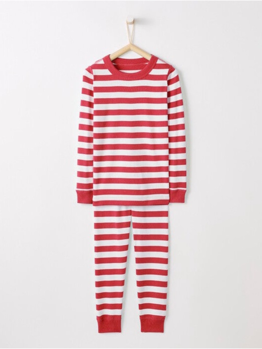 Hanna Andersson Kids Holiday Long Sleeve Red &‎ Cream Striped pajamas set 6/7